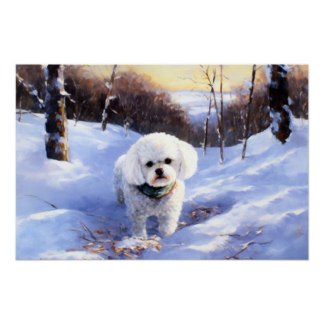 Póster Bichon Frise Let It Snow Navidades (Anverso)