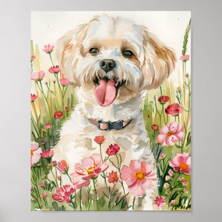 Póster Bichon Frise Watercolor Dog Art Wall Poster