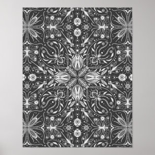 Póster Bichos, blanco sobre negro
