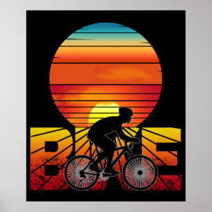 PÓSTER BICI ANDAR EN BICICLETA ATARDECER 
