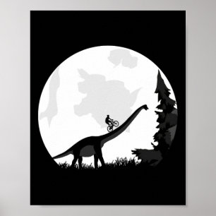 Póster Bici En Silueta De Luna De Dinosaurio Mtb Montaña