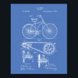 Póster Bicicleta 1890 Patent Art - Blueprint<br><div class="desc">Esta impresión de Patent Art se basa en obras de arte de un dibujo de una patente de los Estados Unidos.</div>