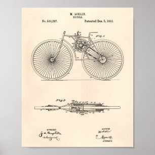 Póster Bicicleta 1893 Patent Art Old Peper