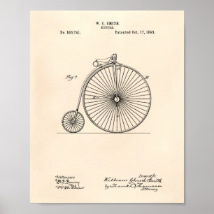 Póster Bicicleta 1893 Patent Art Old Peper