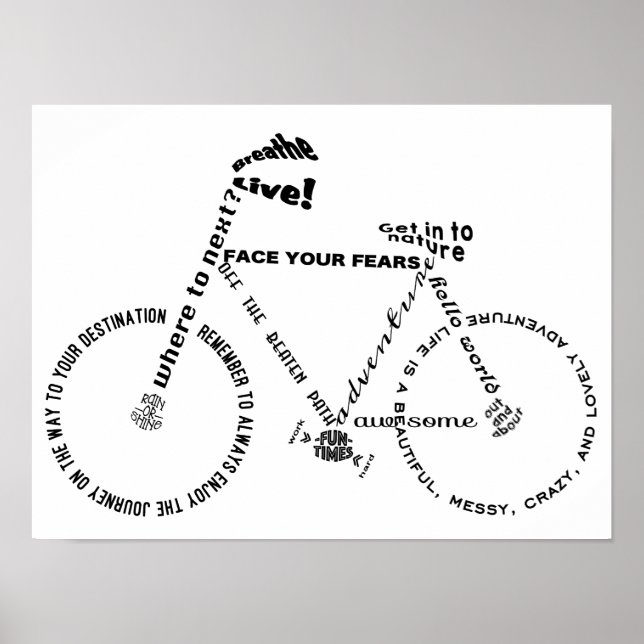 Póster Bicicleta Adventure Words (Frente)