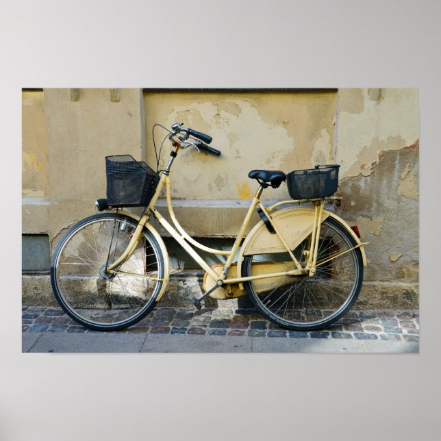 Póster Bicicleta amarilla, Copenhague, Dinamarca (Frente)
