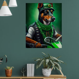 Póster Bicicleta australiana Kelpie conduciendo San Patri