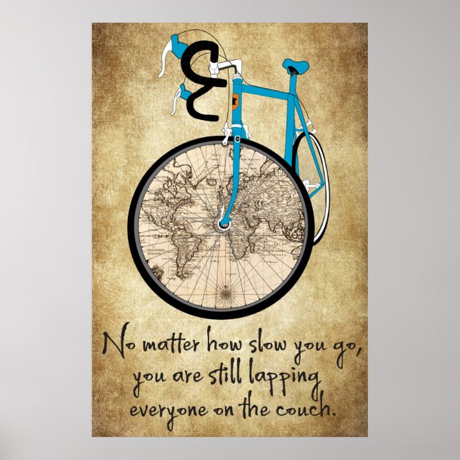 Póster Bicicleta azul - No importa cuánto tardes en llega (Frente)