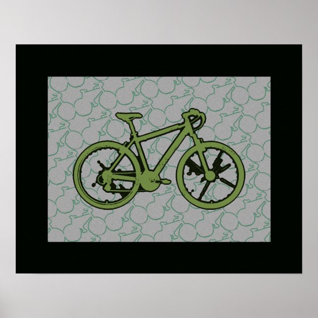Póster bicicleta . bicicletas . ir verde (Frente)