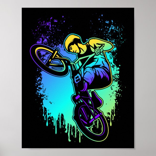 Póster Bicicleta BMX Splash Colorido (Frente)
