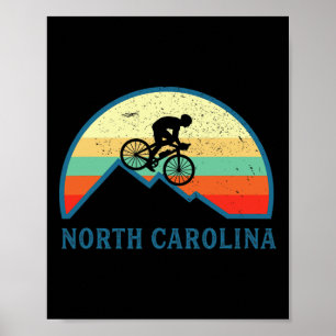 Póster Bicicleta Carolina North Mountain Biking Retro Mtb