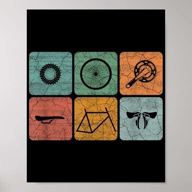 Póster Bicicleta Ciclismo Piezas de bicicleta Vintage Reg (Frente)