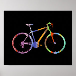 Póster bicicleta colorida sobre negro