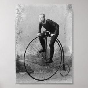 Póster Bicicleta con rueda delantera grande