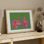 Póster Bicicleta de época colorida con Ilustracion de flo<br><div class="desc">Un lindo ilustracion para bicicletas en una colorida paleta de verde,  púrpura y naranja. Haga clic en personalizar si desea cambiar el color de fondo.</div>