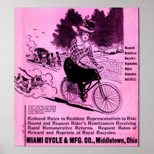 Póster Bicicleta de los años 1890 y The Racycle