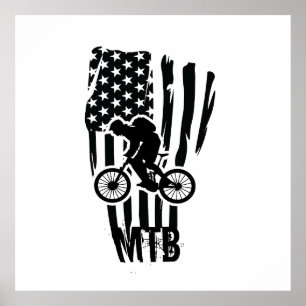 Póster Bicicleta de montaña bandera americana Mtb Patriót