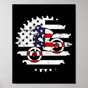 Póster Bicicleta de montaña bandera de EE. UU. Mtb ciclis