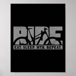 Póster Bicicleta de Montaña Comer Dormir Mtb Repetir Bici