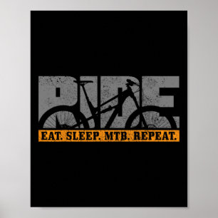 Póster Bicicleta de Montaña Comer Dormir Mtb Repetir Cicl