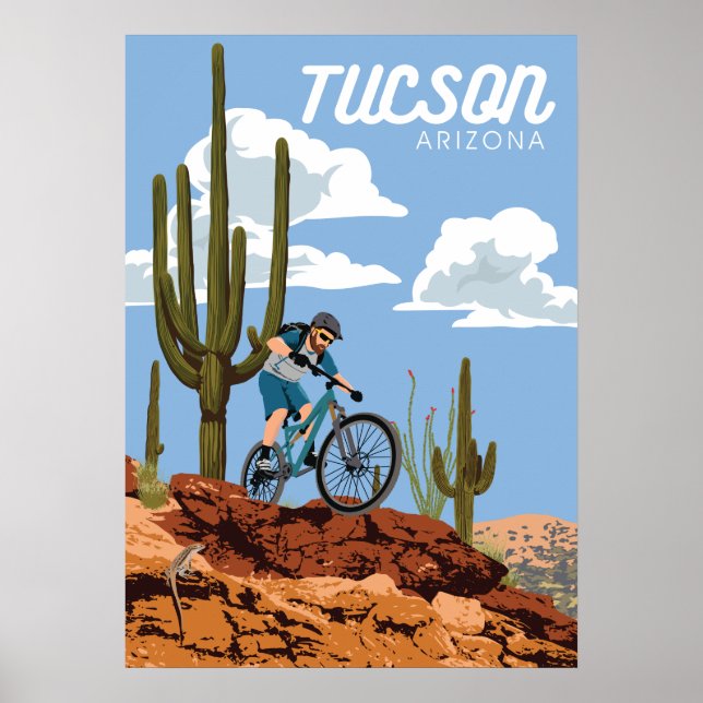 Póster Bicicleta de montaña de 28"x20" - Tucson, Arizona (Frente)