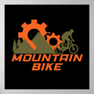 Póster Bicicleta de montaña de bajada moderna MTB