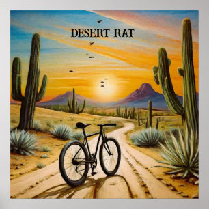 Póster Bicicleta de montaña Desert Rat Atardecer Personal