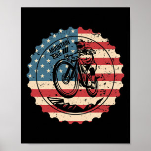 Póster Bicicleta de montaña Mtb bandera de EE. UU. Ciclis