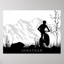 Póster Bicicleta de montaña Silhouette personalizada