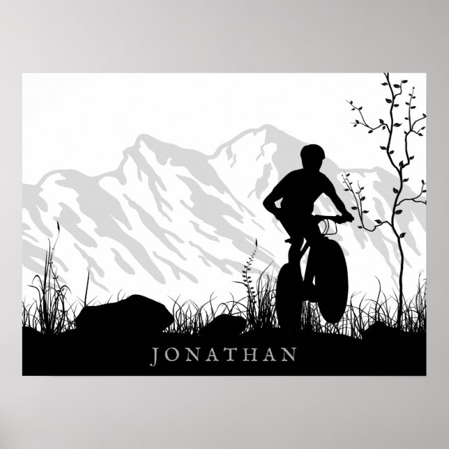 Póster Bicicleta de montaña Silhouette personalizada (Frente)