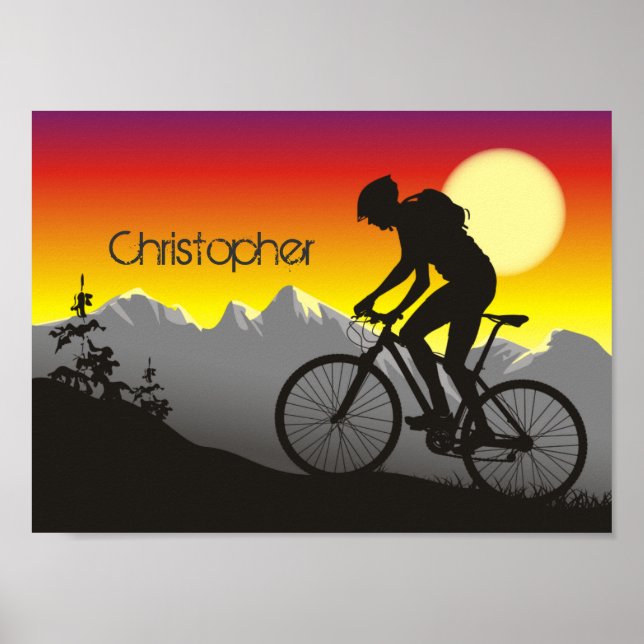 Póster Bicicleta de montaña Silhouette personalizada (Frente)