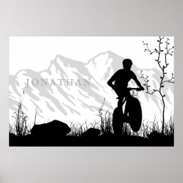Póster Bicicleta de montaña Silhouette personalizada