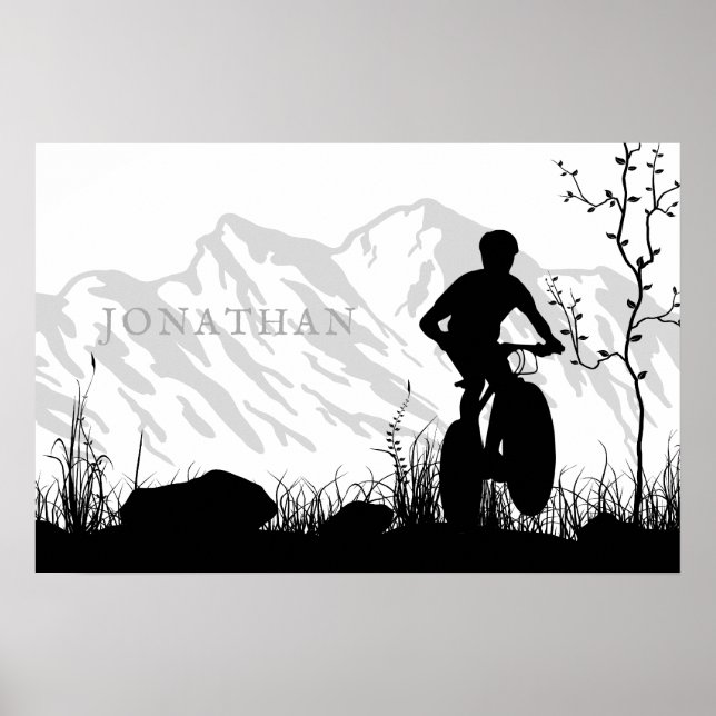 Póster Bicicleta de montaña Silhouette personalizada (Frente)