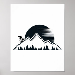Póster Bicicleta de montaña vintage - MTB de downhill al 