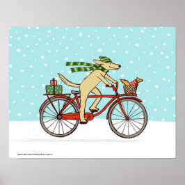 Póster Bicicleta de perro con amigo ardilla caprichoso