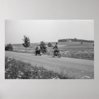 Póster Bicicleta de remolque de motocicletas Black and Wh