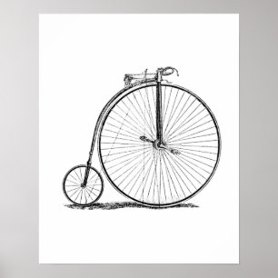 Póster bicicleta de rueda alta penny farthing