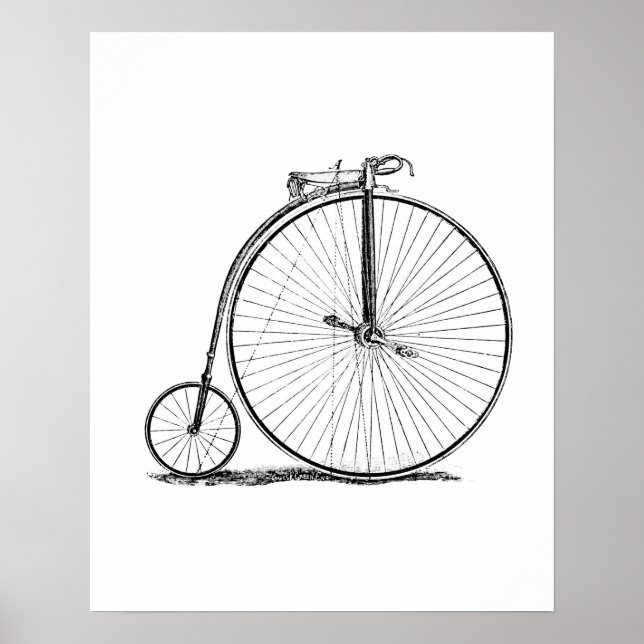 Póster bicicleta de rueda alta penny farthing (Frente)