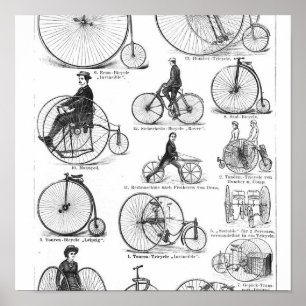Póster bicicleta de rueda alta penny farthing