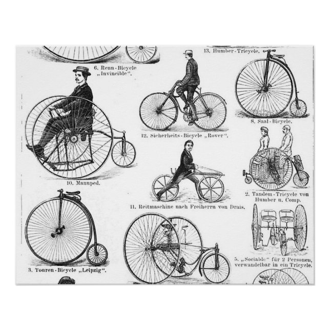 Póster Bicicleta de rueda alta Penny Farthing (Anverso)