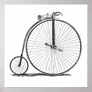 Póster Bicicleta de rueda alta Penny Farthing