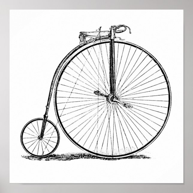 Póster Bicicleta de rueda alta Penny Farthing (Frente)