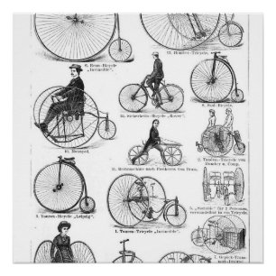 Póster Bicicleta de rueda alta Penny Farthing
