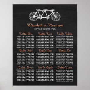 Póster Bicicleta De Tándem En La Tabla De Asientos De Bod
