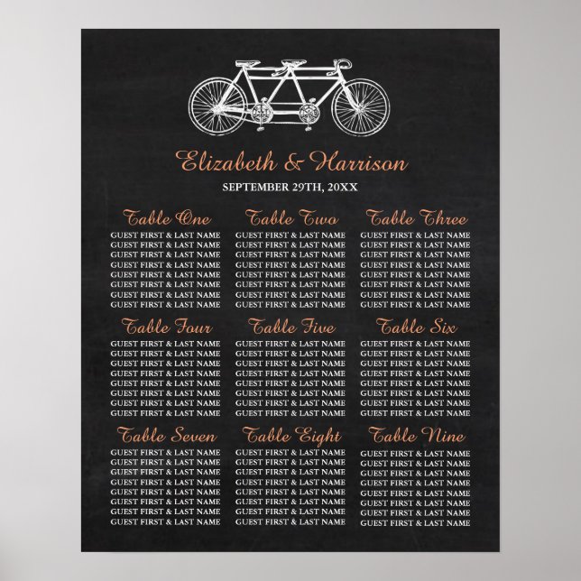 Póster Bicicleta De Tándem En La Tabla De Asientos De Bod (Frente)