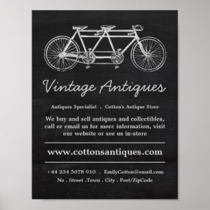Póster Bicicleta de tándem y pizarra, distribuidor de ant