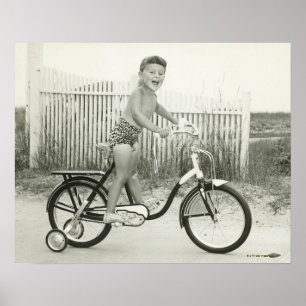 Póster Bicicleta del montar a caballo del chica