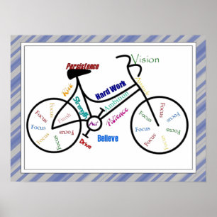 Póster Bicicleta, deportes de bicicleta, palabras y banda