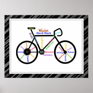 Póster Bicicleta, deportes de bicicleta, palabras y banda