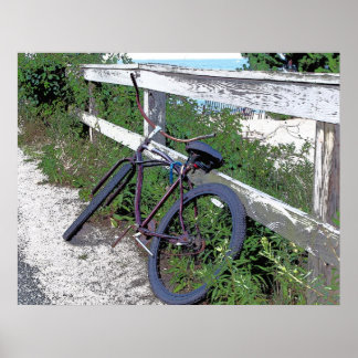 Póster Bicicleta en la costa de Jersey